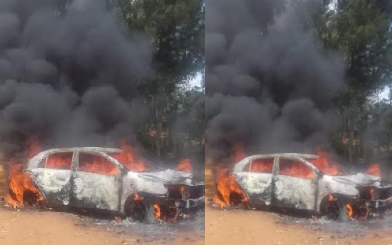 Mob sets ablaze car ferrying stolen bull in Kakamega