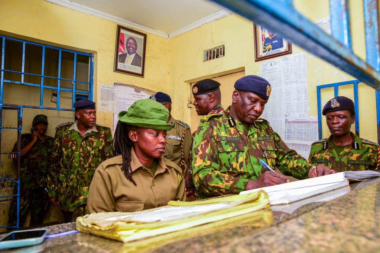 IG Kanja makes impromptu visit to CIPU HQ, Kitengela Police Station