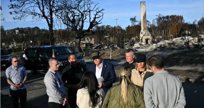 Trump tours LA fire destruction amid worries about disaster aid