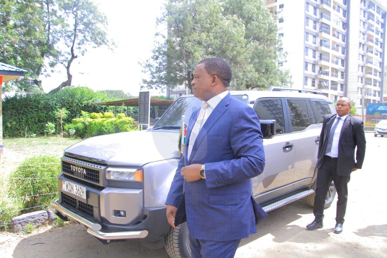 [PHOTOS]  CS Muturi visits DCI to record statement on son’s abduction