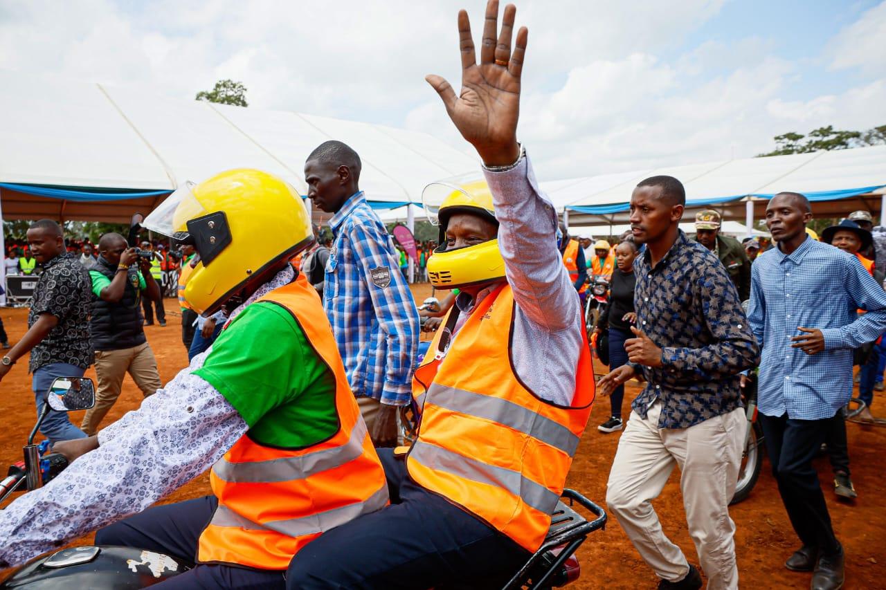 [PHOTOS] Kindiki ditches high-end car for boda boda in Embu summit