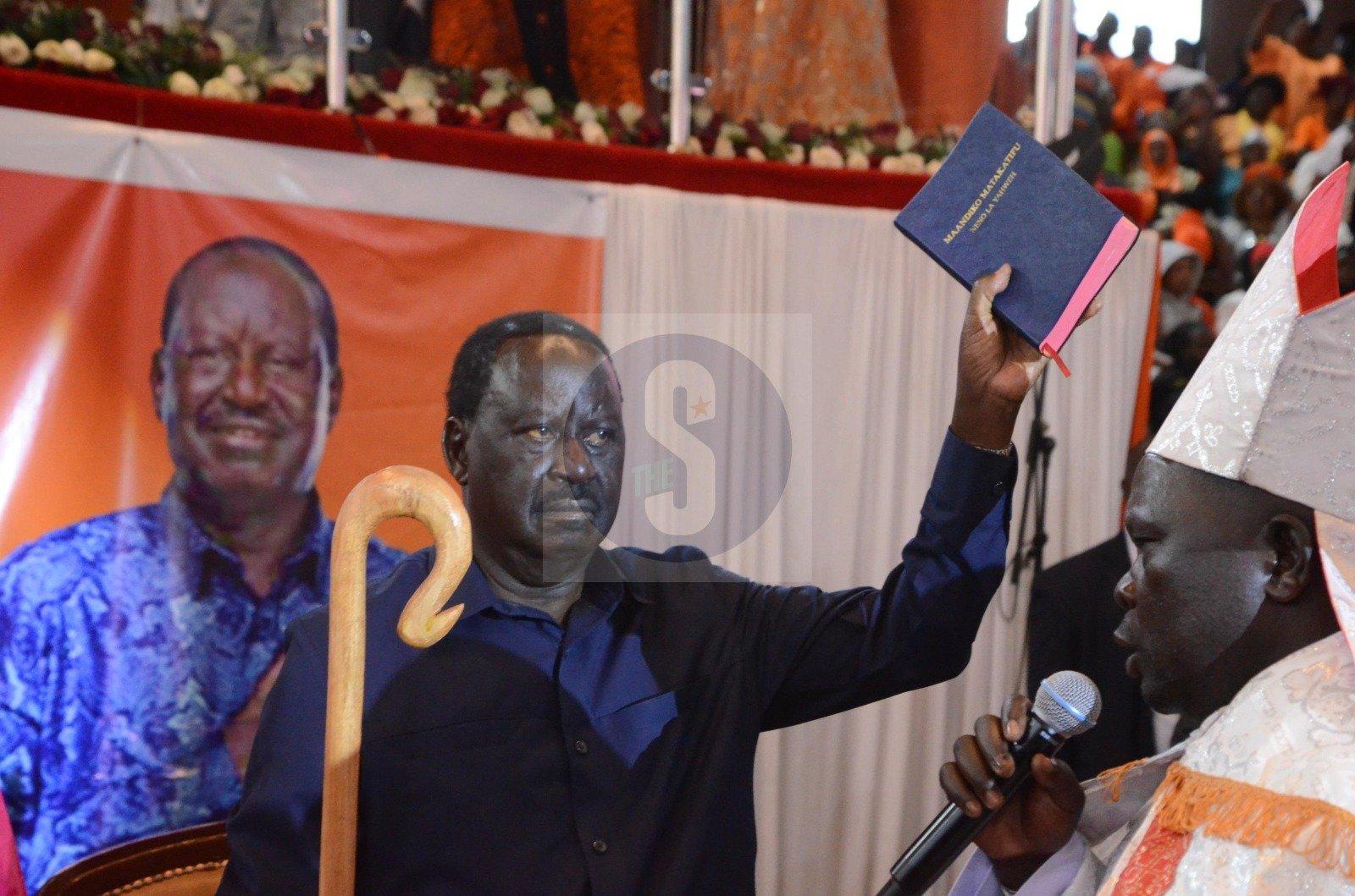 Bishops give Raila crozier, Bible ahead of AUC poll