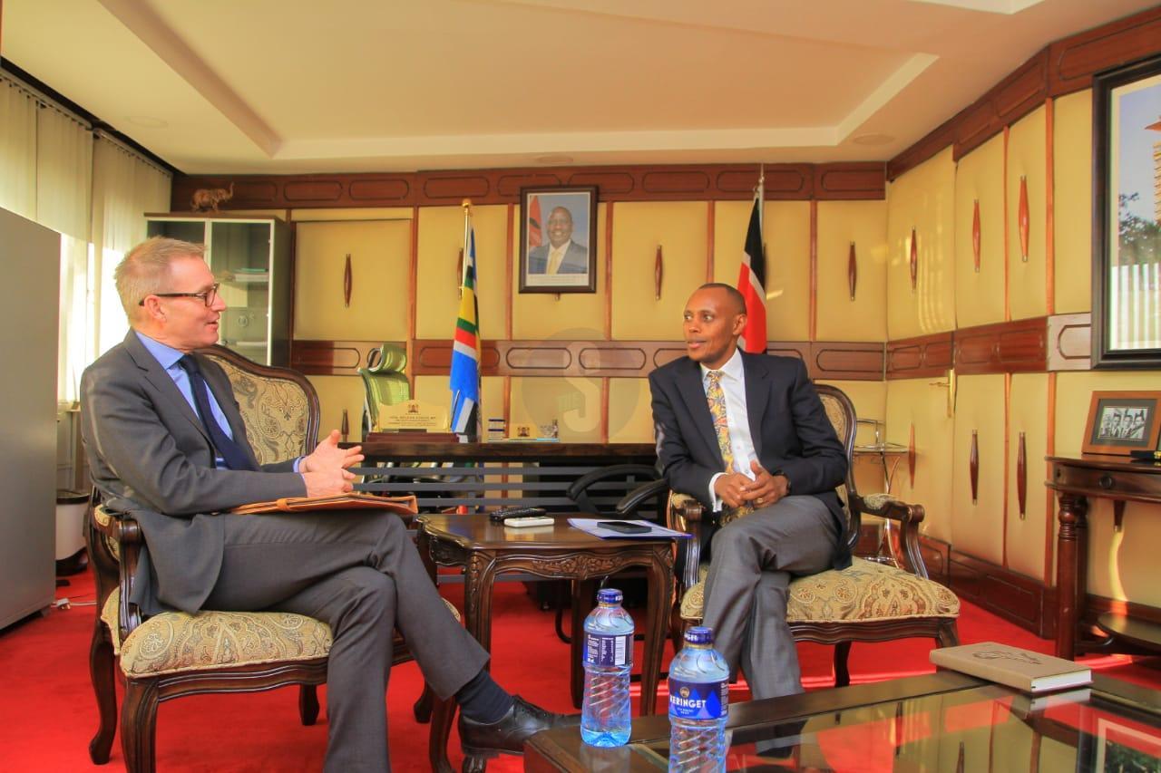 Defence committee chair Nelson Koech hosts UK ambassador Neil Wigan