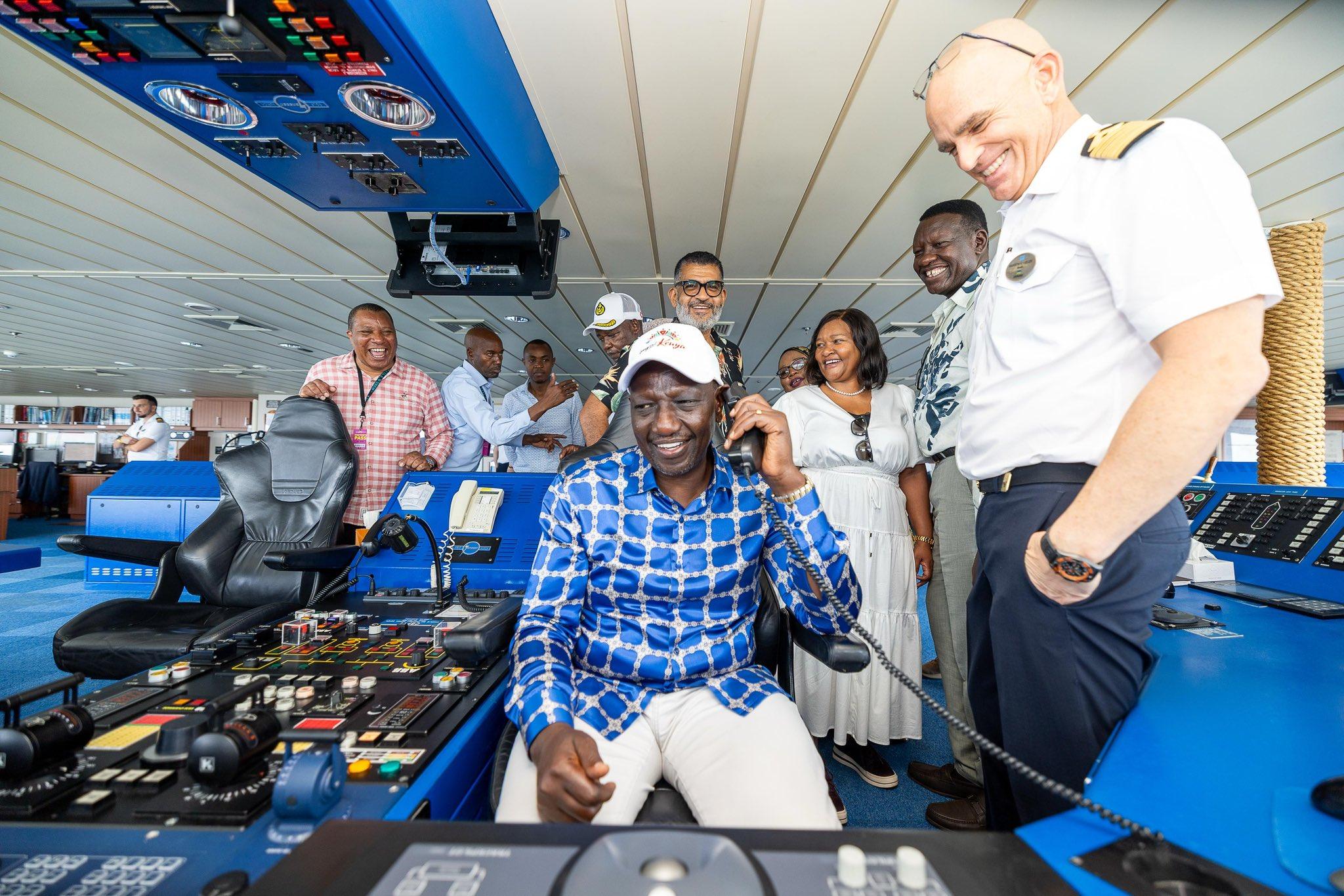 President Ruto tours luxury cruise liner Norwegian Dawn at Mombasa Port