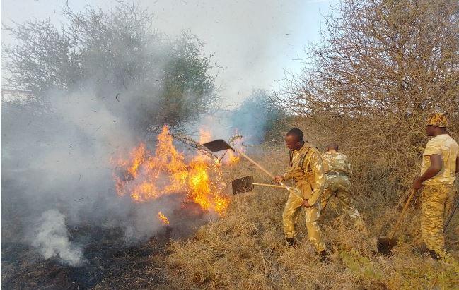 PHOTOS: KWS rangers battle wildfire at Nairobi National Park