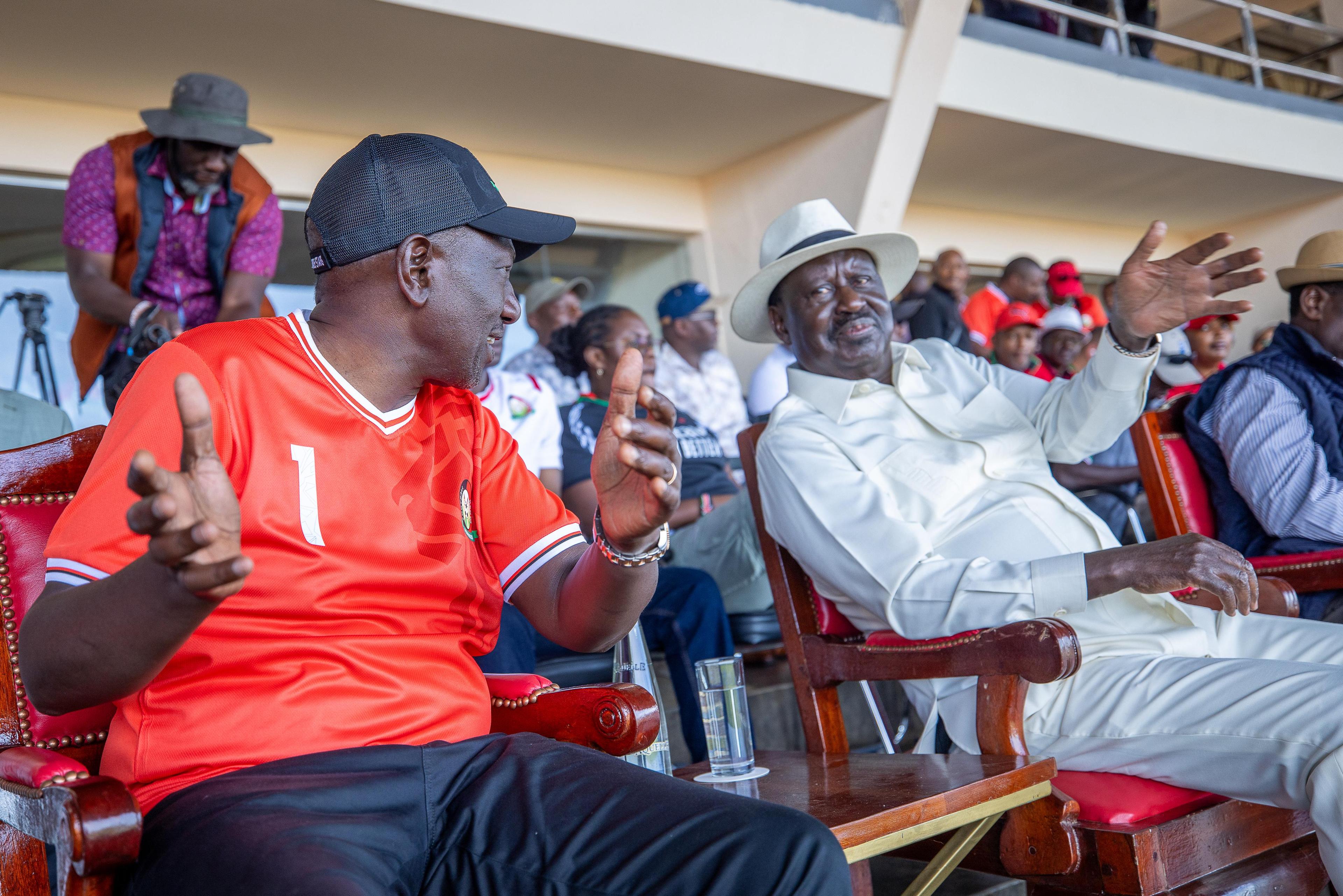 [PHOTOS] Ruto, Raila grace sold out Harambee Star vs Gabon game match