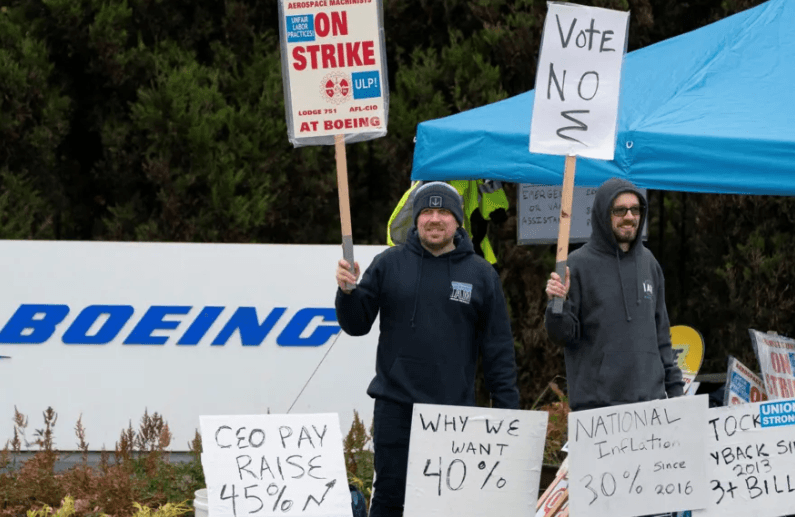 Striking Boeing workers reject 35% pay rise offer