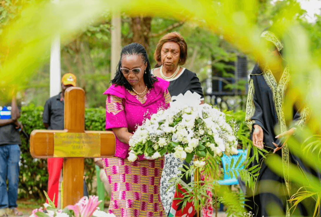 Karua visits Raila’s grave, pledges to carry his dream